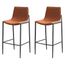 17 Kit 2 Banquetas Altas Eulalia Rivatti 103 cm -Altura- em PU Marrom com Base em Aco Grafite
